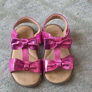 Stride Rite Shiny Pink Bow Toddler Sandals